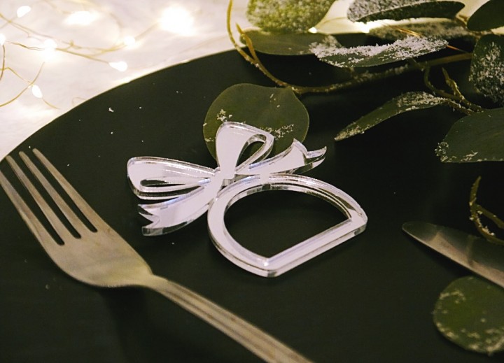 Obrączki na serwetki na Boże Narodzenie pierścień dekoracje stołu srebrne 